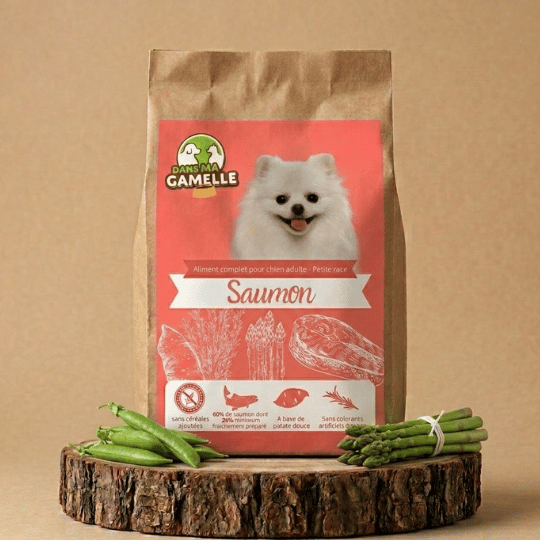 Croquettes petit chien sans céréales saumon dansmagamelle