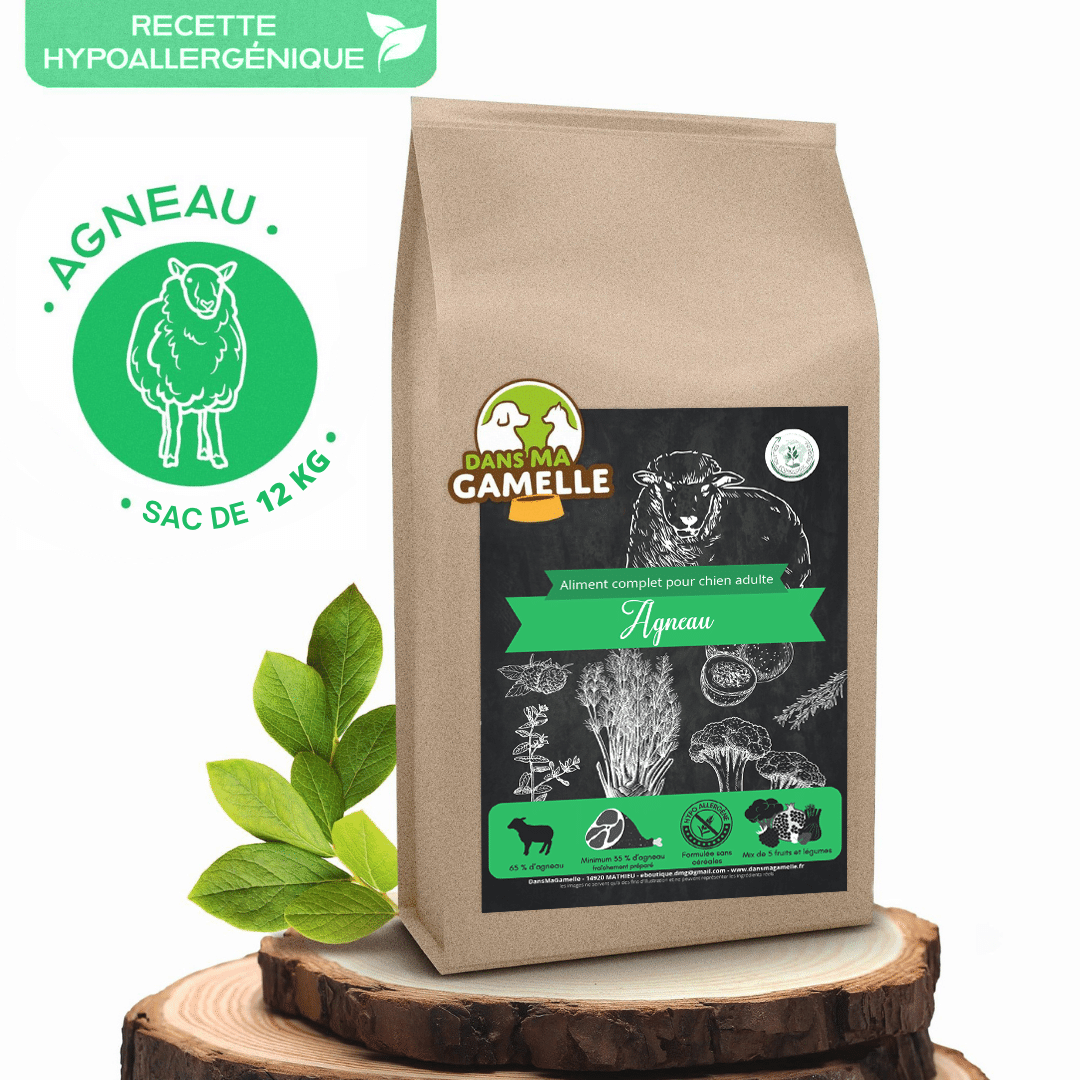 Croquettes sans céréales 65% d'Agneau Elevé à l'herbe - Chien Moyenne race