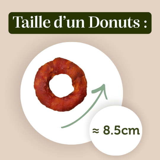 Donuts friandise mastication chien poulet bœuf taille