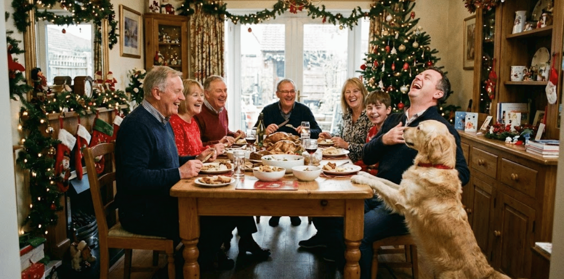 Repas de Noël invité chien occupation friandises mastication
