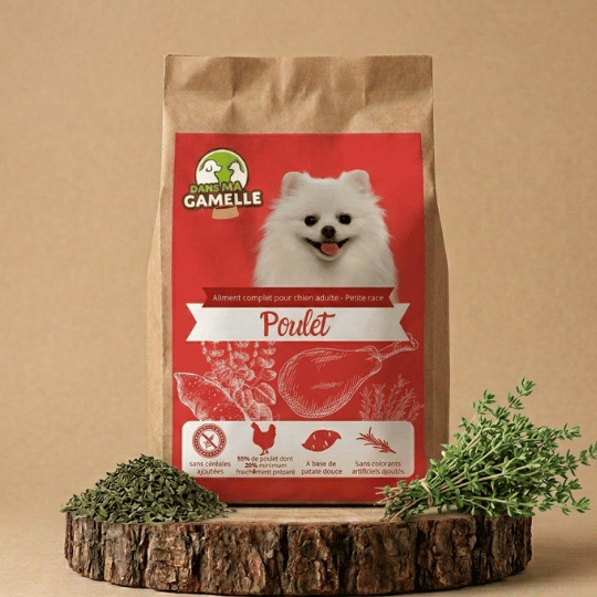 Croquettes petit chien sans céréales poulet dansmagamelle